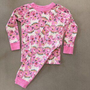 Hanna Andersson Organic Cotton Unicorn Pajama Set Pink Rainbow Girls Size 4